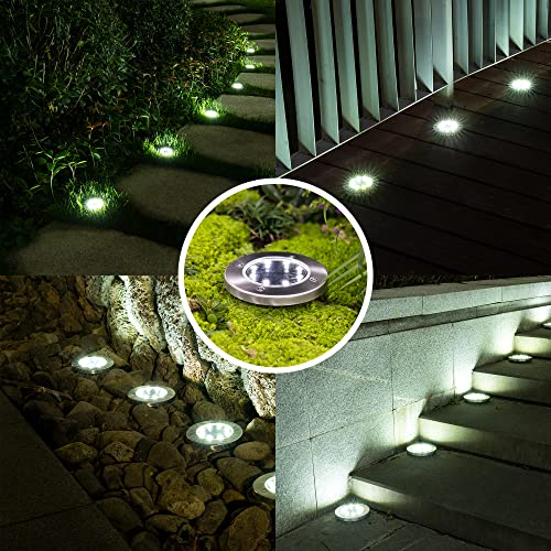 image for GIGALUMI Solar Ground Lights 12 Pack, 8 LED Automatic Solar Garden Lig