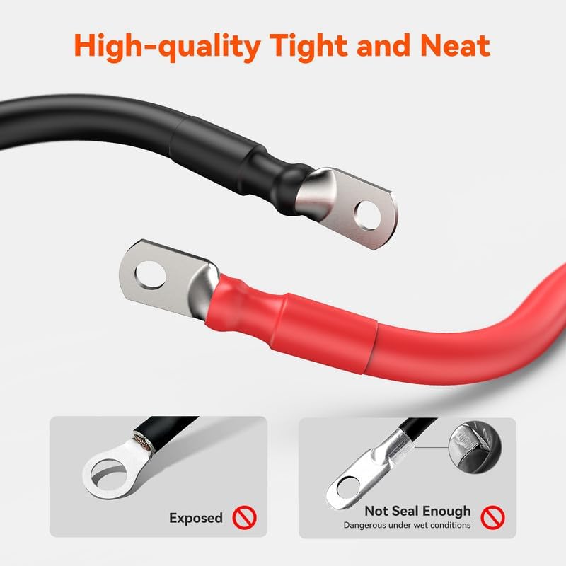 RICH SOLAR 4 Gauge 4AWG One Pair 6 Feet Red + 6 Feet Black Inverter Battery Cable 5/16-Inch Lugs for Solar RV Marine Motorcycle Car (6FT 4AWG)