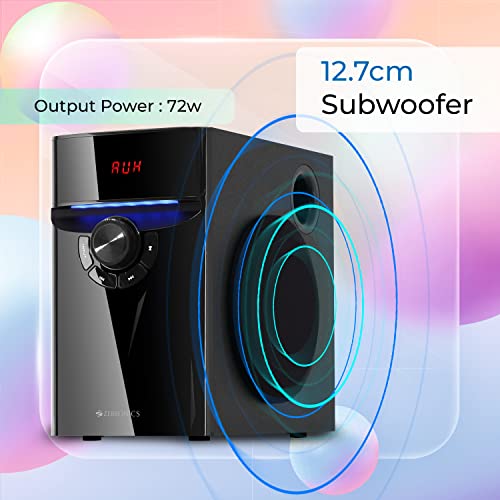 Image of ZEBRONICS Bronze 100 72 Watts RMS, 4.1 Speaker with Bluetooth 5.0, LED Display & Lights, Remote Control, USB, SD, AUX Input, FM Radio and Stylish Design