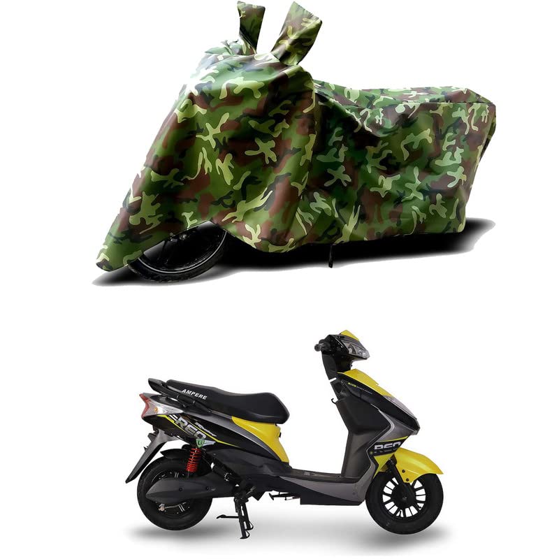 Image of 100% Water Resistant Full Bike Scooty Two Wheeler Body Cover Compatible for Ampere REO LI /UV-Rays /Heat Protection /Birds Dropping /Scratchproof /Dust Proof /Waterproof /All Varients[Green MJ]