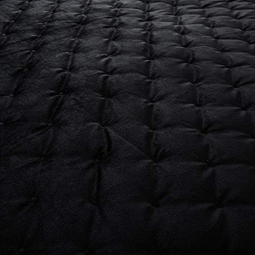 Yorkshire Bedding Luxurious Bedspread king Size Bedding Black Bed Throws Crushed Velvet Bedroom Decor Ultra Soft Quilted Comforter Set + 2 Pillow Cases