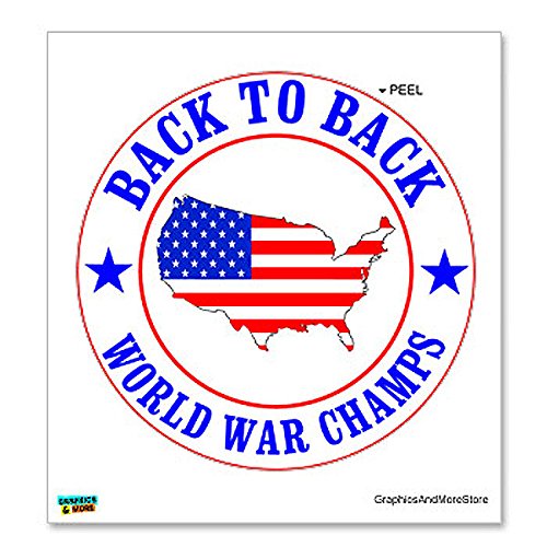 Graphics and More USA - Back to Back World War Champs - USA Flag - Window Bumper Locker Sticker