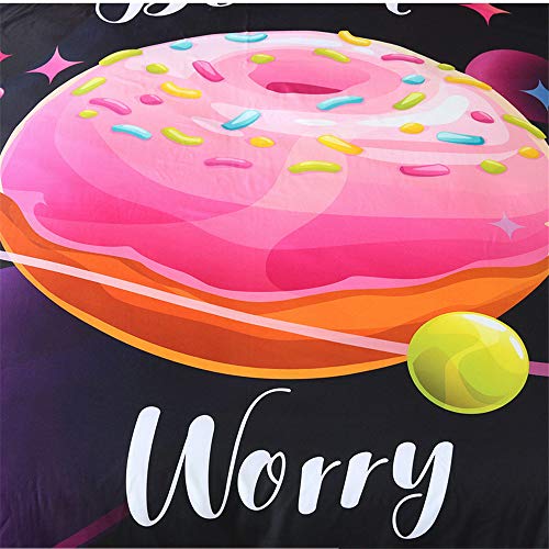 Wwzz Donut Bedding Set Dessert Planet Comforter Cover Cartoon Home Textiles Black Pink Girls Bedlinen Set 3-Piece,210210Cm #TOP3