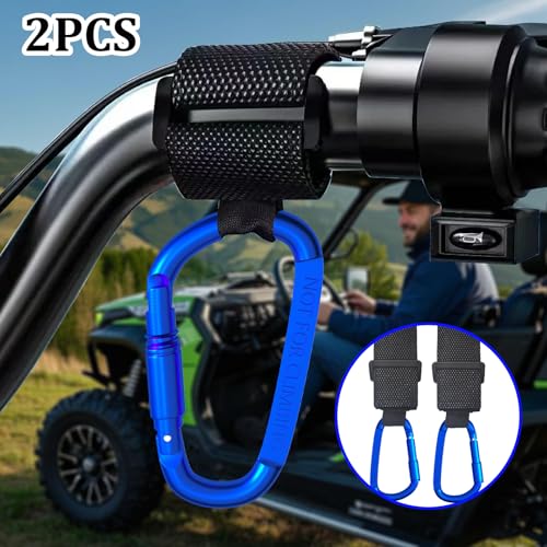 Image of UTV Roll Cage Hooks for Hanging Helmets, Headsets, Goggles, 1.5 inch to 2 inch SXS Roll Bar Mount Hook Hanger Compatible with Polaris, RZR, Can Am(2PCS,Blue)