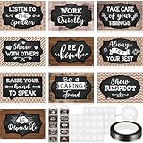 Pajean 10 Pcs Classroom Rules Posters - Motivational Class Rules Bulletin Board Decorations (Simple Style)