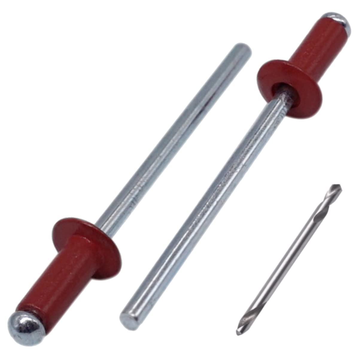 SKIR'CO Remaches ciegos pintados (100 piezas) 4.0 x 8 mm, remaches de aluminio, broca incluida (marrón rojo RAL 3011)