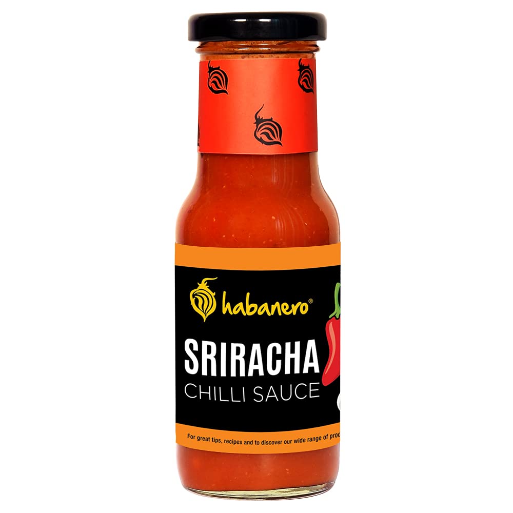 Habanero Sriracha Hot Sauce l Gluten Free Vegan and Natural Ingredients l Made with Fresh Jalapenos and Garlic | Perfect as Salad Dressing l Chilli sauce or spicy tomato ketchup replacement l Enjoy with Fried Rice, Brown Bread Sandwich, Burger, Noodl (B08F3G7Z6S) Amazon Price History, Amazon Price Tracker