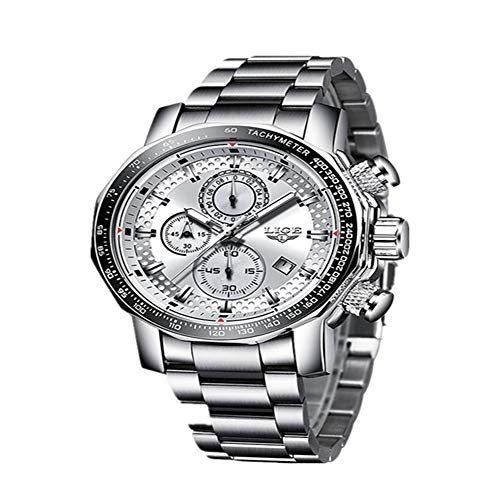 Imagen de Reloj Hombre Nuevo Cronógrafo Deportivo Relojes para Hombre Marca Acero Completo Reloj de Cuarzo Impermeable Gran Esfera Relogio Masculino