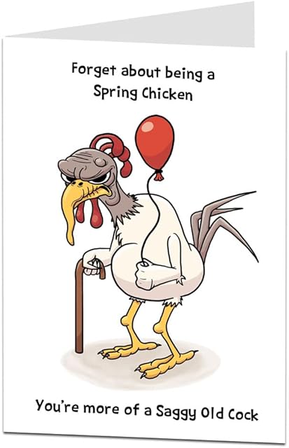 Funny Rude Birthday Card Spring Chicken
