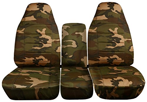 Totally Covers Compatible with 2002-2005 (3rd Gen) Dodge Ram Camo Truck Seat Covers (40/20/40 Split Bench) with Center Console, w Separate/Molded Headrests - Front: Brown and Green (16 Prints)