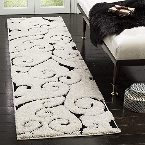 Image of Handwoven Microfibre 3D Rug for Living Room (Ivory & Black, 2 X 8 Feet (Runner), Microfibre)