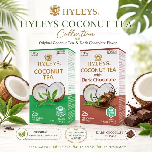 Hyleys Wellness Natural Coconut Tea With Dark Chocolate - 25 Tea Bags - image 3
