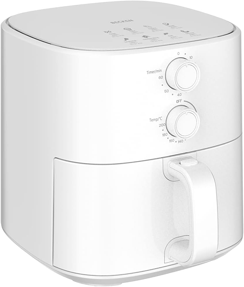 BECKEN Friggitrice senza olio 5L, friggitrice aria, 1500 W, temperatura regolabile, timer, bianco, 7463936 BECKEN Friggitrice senza olio 5L, friggitrice aria, 1500 W, temperatura regolabile, timer, bianco, 7463936