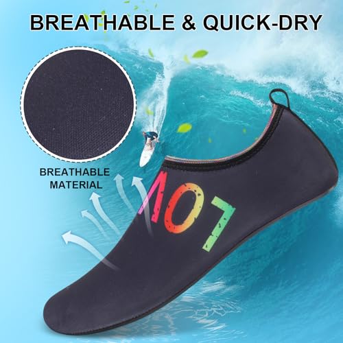 Mens Womens Water Shoes Quick Dry Barefoot Shoes Non-Slip Aqua Socks for Beach Swim Black Color4