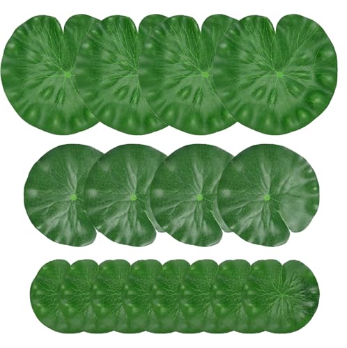 KASHUNUO Floating Lily Pads for Ponds: 16Pcs Artificial Water Lilies
