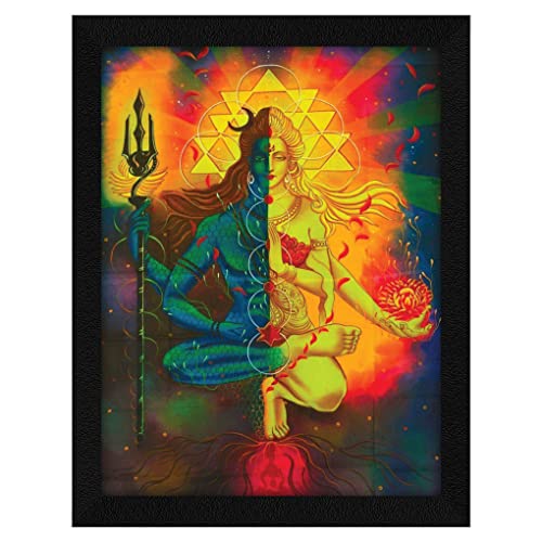 PUJA Jitesh Arts Shiva Shakti Painting For Wall With Frame With Glass 11Inch X 14Inch (Multi)