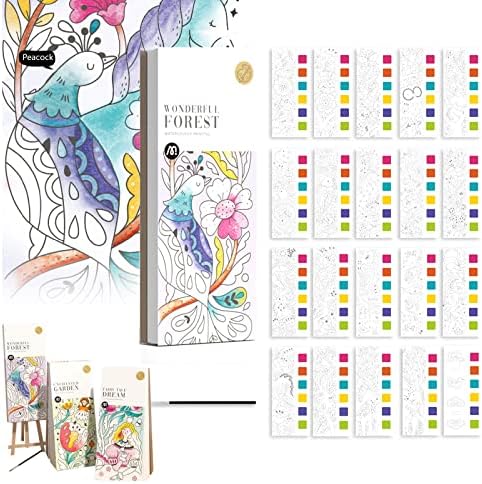HYOIIO Pocket Watercolor Painting Book - Watercolor Paint Bookmark, Travel Pocket Watercolor Kit, Improve Your Child's Creativity and Concentration for Artist, Beginning-F