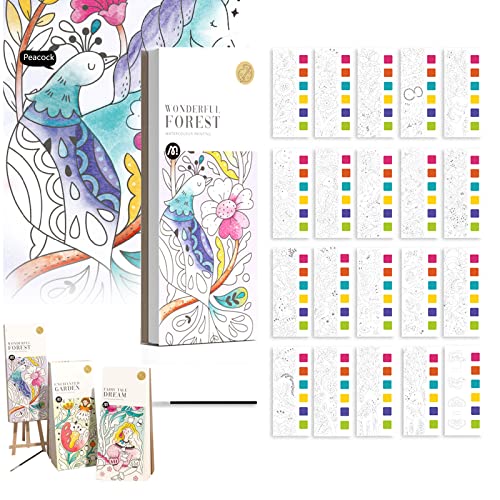 Hyoiio Pocket Watercolor Painting Book - Watercolor Paint Bookmark, Travel Pocket Watercolor Kit, Improve Your Child's Creativity And Concentration For Artist, Beginning-F #TOP1