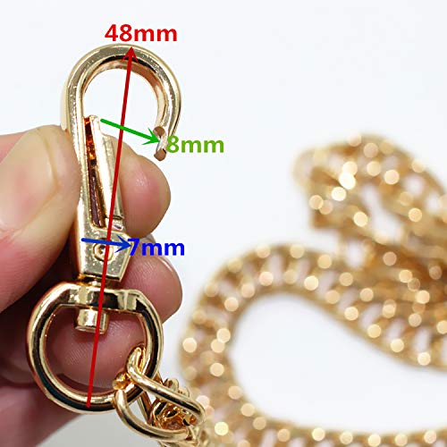 Image of Model Worker DIY Iron Flat Chain Strap Handbag Chains Purse Chain Straps Shoulder Cross Body Replacement Straps with Metal Buckles (55 inch, Gold)