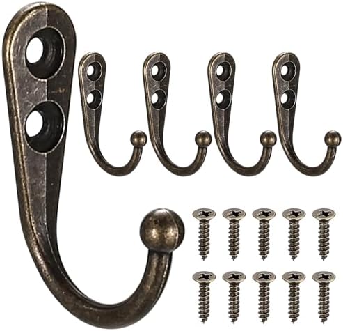 Set da 5 di ganci appendiabiti da parete Sourcing Map per accappatoi e asciugamani, ganci per porte da bagno e cucina, in lega di zinco con viti | Leroy Merlin