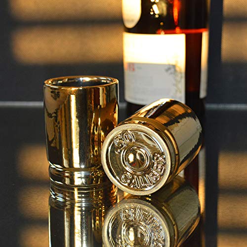 Straight Shooter 50 Caliber Shot Glass Groomsmen Gifts For Dad Birthday Gift Man Cave Furniture Cool Shot Glasses Tumbler Bulk Shot Glasses Funny Gifts For Men Set 2 Of Ceramic #TOP4