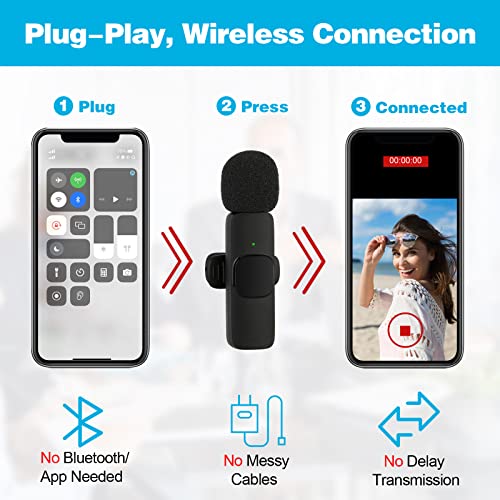Raviad 2 Pack Wireless Lavalier Microphone For Iphone Ipad, Professional Wireless Microphone, Plug-Play Wireless Mic For Recording, Live Stream, Tiktok, Youtube, Facebook #TOP2