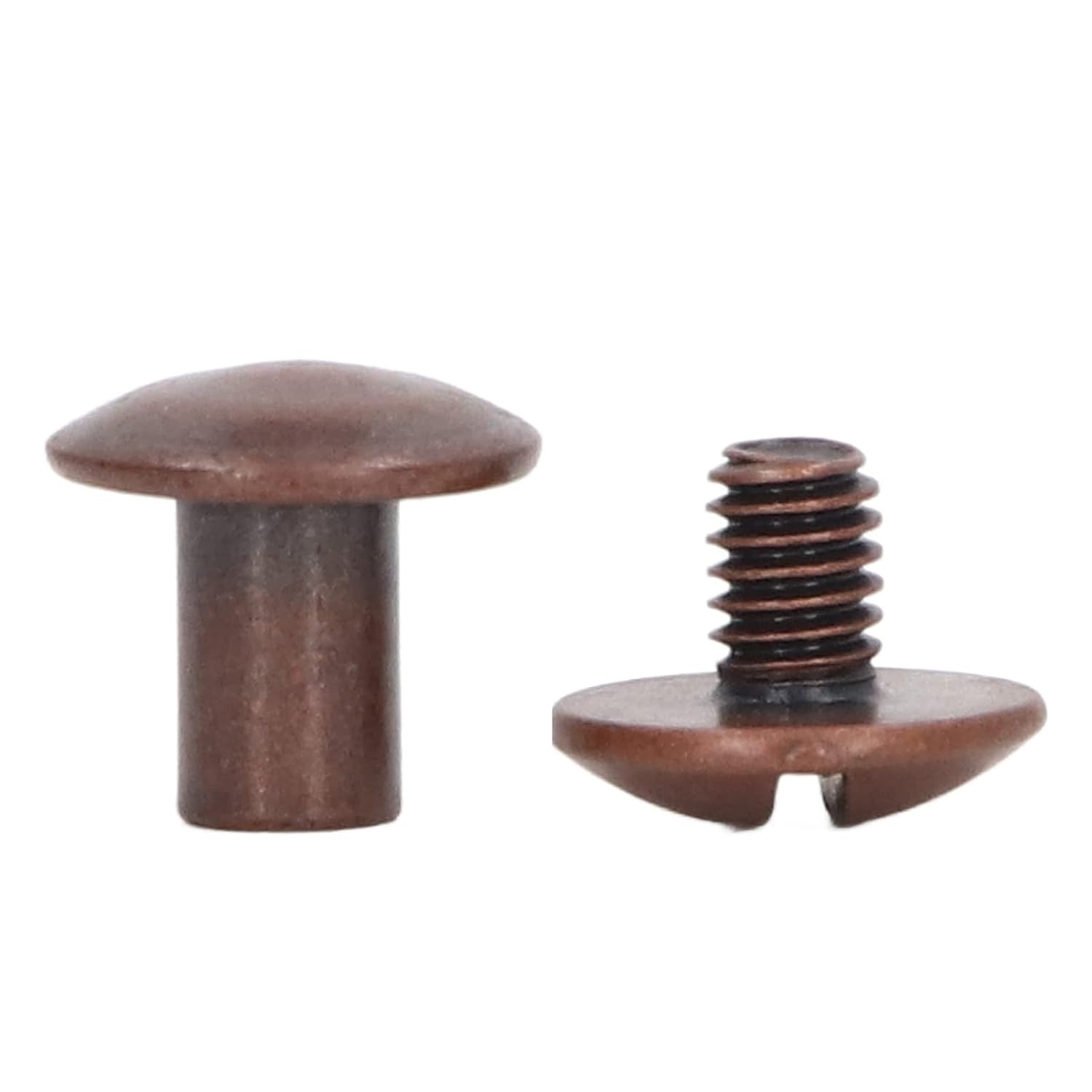 Book Binding Screw Assortment Set, 200 Sets Brass Electroplating Chicago Screws, Uniform Coating Curved Surfaces Rivets Fasteners for DIY Leather Craft Bookbinding Projects (Dark Copper Plating)