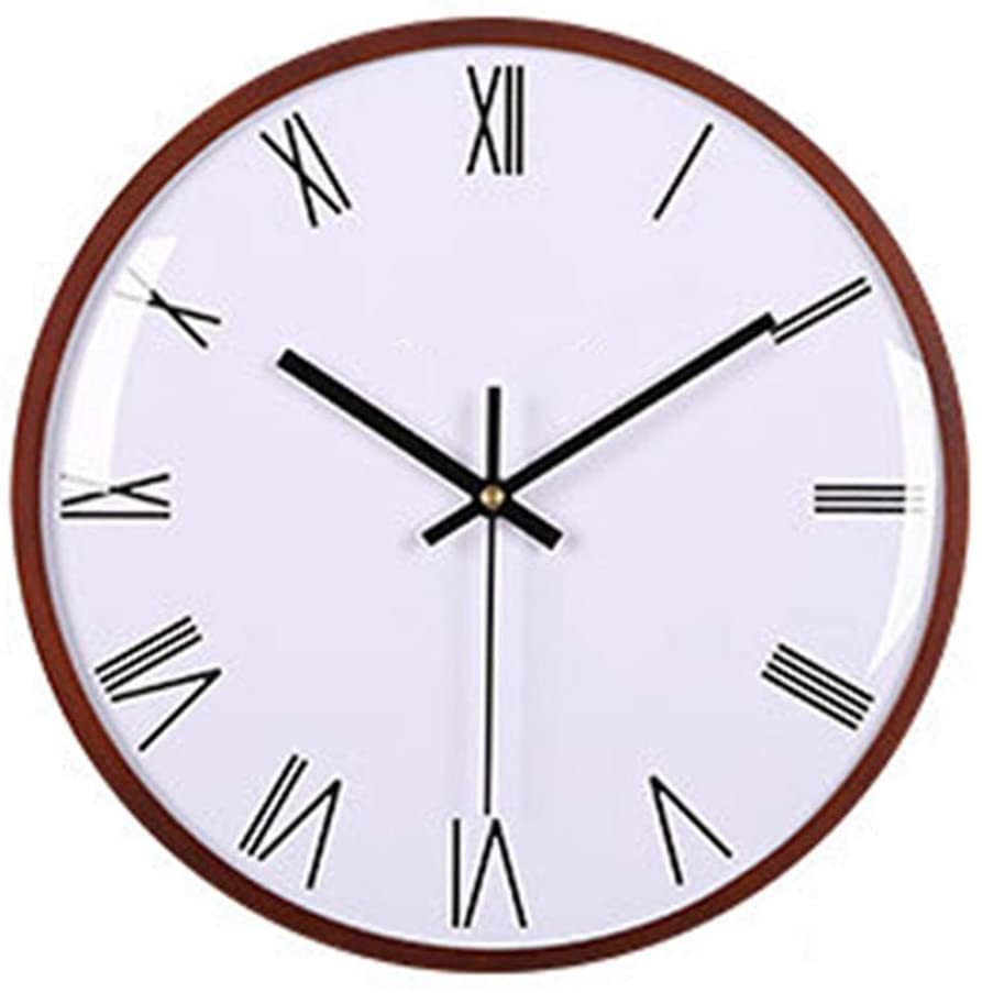 Horloge murale silencieuse à chiffres romains, décoration jaune et blanc design