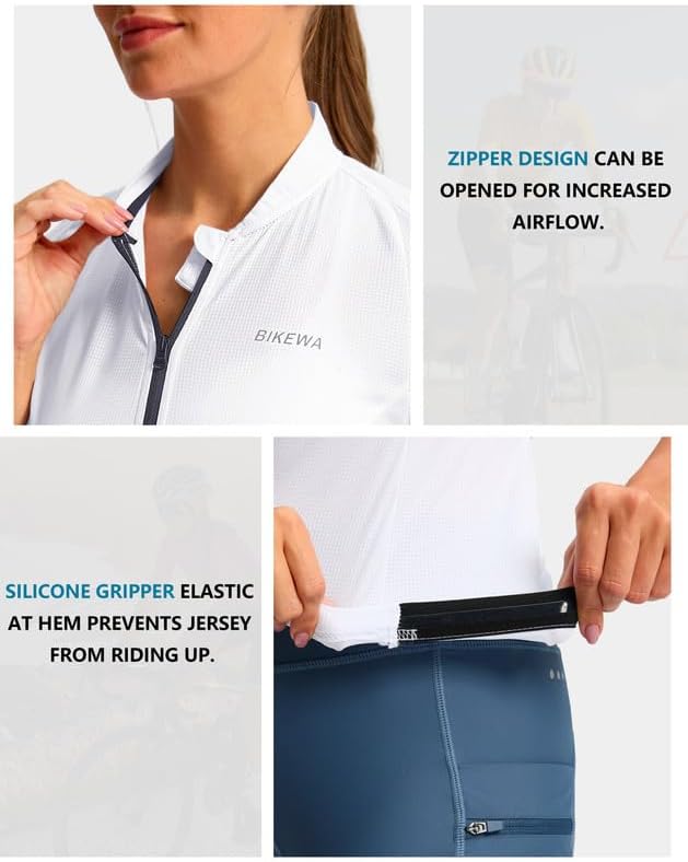 Women's Cycling Jersey Short Sleeve Bike Shirts Full Zipper Bicycle Biking Tops with Pockets Road Mountain Riding - Image 4