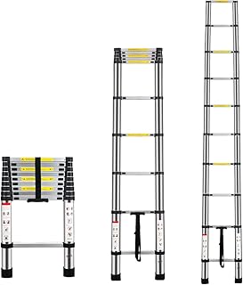Multibao 2.9m 9.5Ft Telescopic Ladder Telescoping Loft Ladder Multi-Purpose Aluminium Extension Extendable Step Folding 330 pound/150 kg Capacity 10 Steps