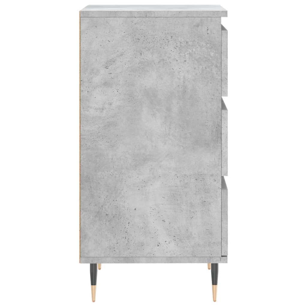 Credenza grigio cemento con 3 cassetti, 40 x 35 x 70 cm, in legno e gambe in metallo, moderno, per soggiorno e corridoio, con spazio e struttura stabile, per soggiorno e camera da letto