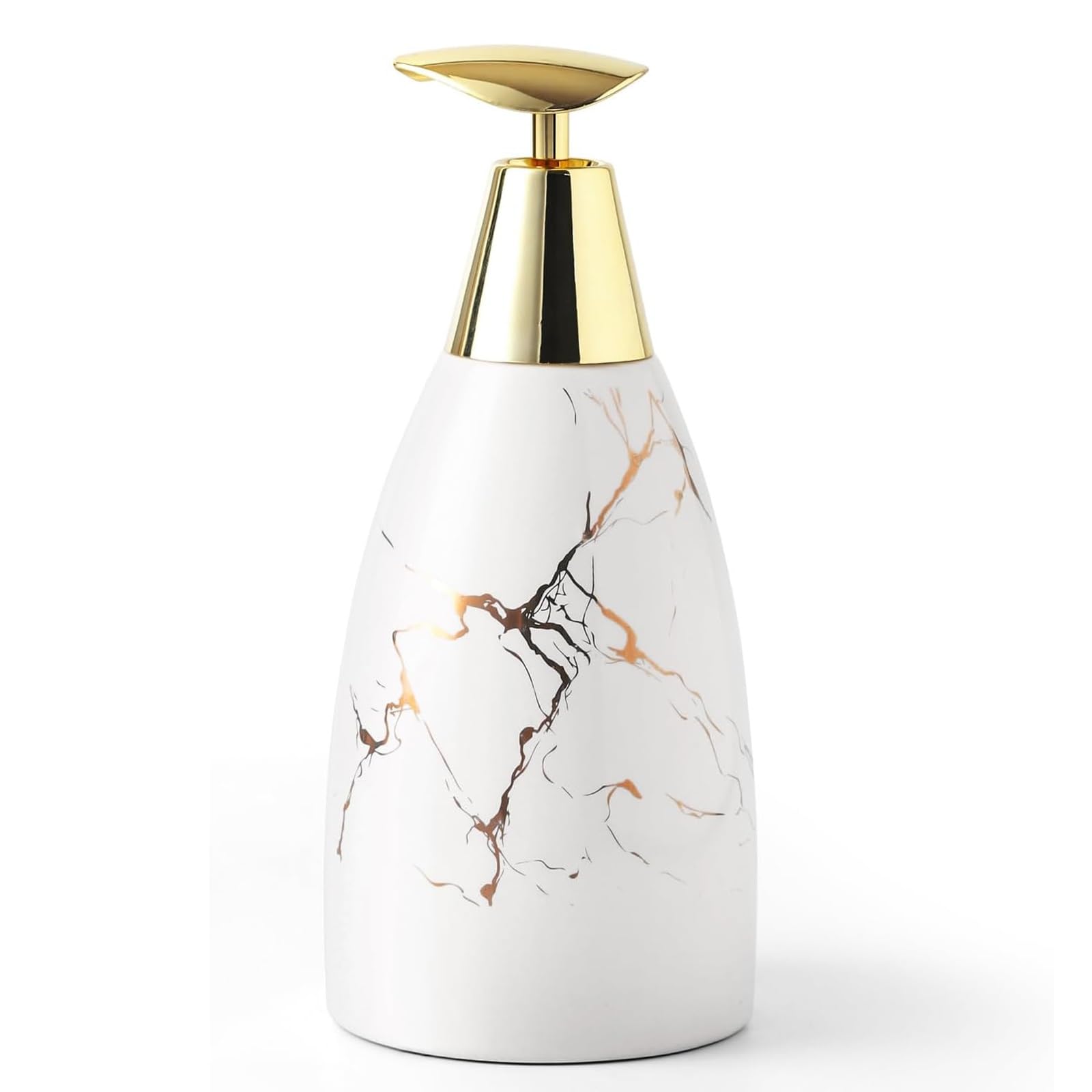 Kxaoxgrc Wei Glass Soap Lotion Dispenser Set, Hand Soap Dispenser Multicolor Ceramic Gold Rotary Pump Bathroom Kitchen Counter(Wei)
