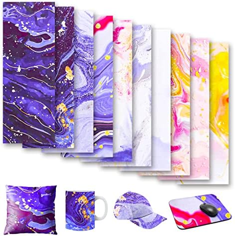 Abeillo 10 Sheets Infusible Ink Transfer Sheets for Cricut Mug Press, Galaxy Watercolor Infusible Ink Sheet, Pre-Printed Sublimation Transfer Paper for Cricut Mug Coasters Fabric, 12" x 4.5"
