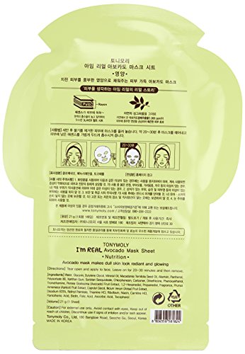 Tonymoly I'm Real Avocado Sheet Mask, 10 Count(Pack Of 1) #TOP4