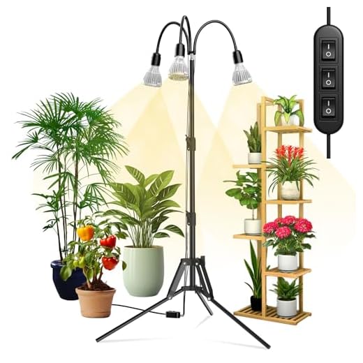 SANSI 90W LED Pflanzenlampe mit verstellbarem Stativständer, 700W Äquivalent Vollspektrum Grow Lampe für Zimmerpflanzen, 360° Schwanenhals mit 3 Ersatzbaren E27 30W Pflanzenlicht für Pflanzenwachstum