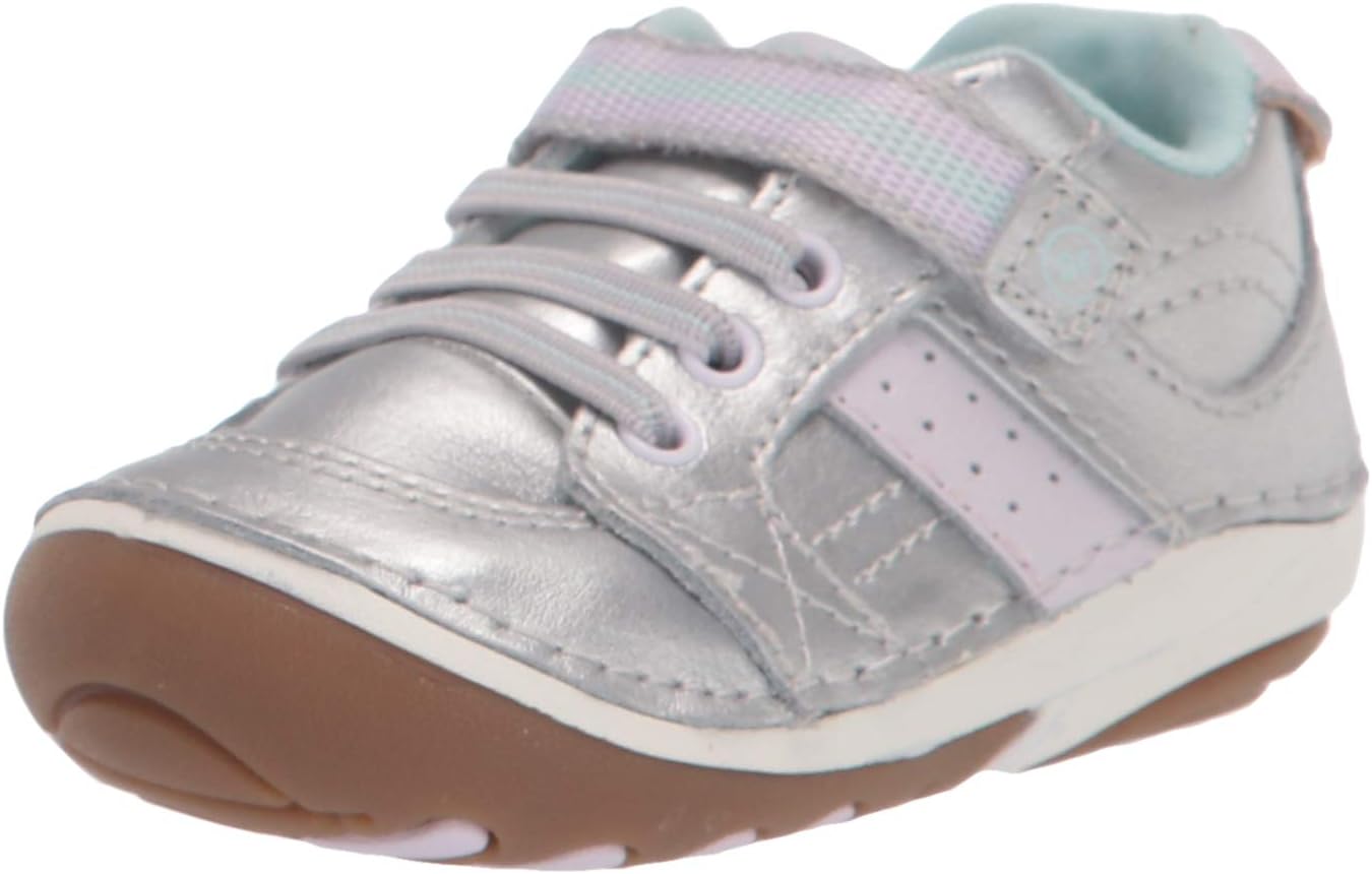 Stride Rite baby girls Srt Soft Motion Artie Sneaker, Silver, 3.5 Wide Infant US