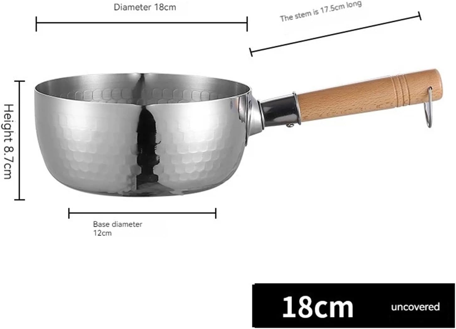 Stainless Steel Milk Pot Stainless Steel Snow Flat Pan Wooden Handle Milk Uncoated Household Supplement Pot Instant Noodles