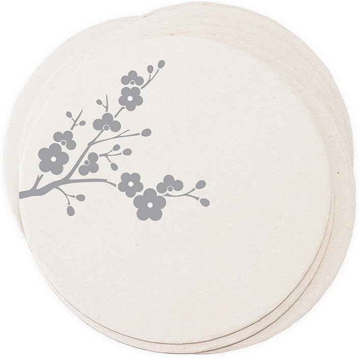 Ruff House Art Cherry Blossom Branch Letterpress Paper Drink Coasters : Box Set of 10