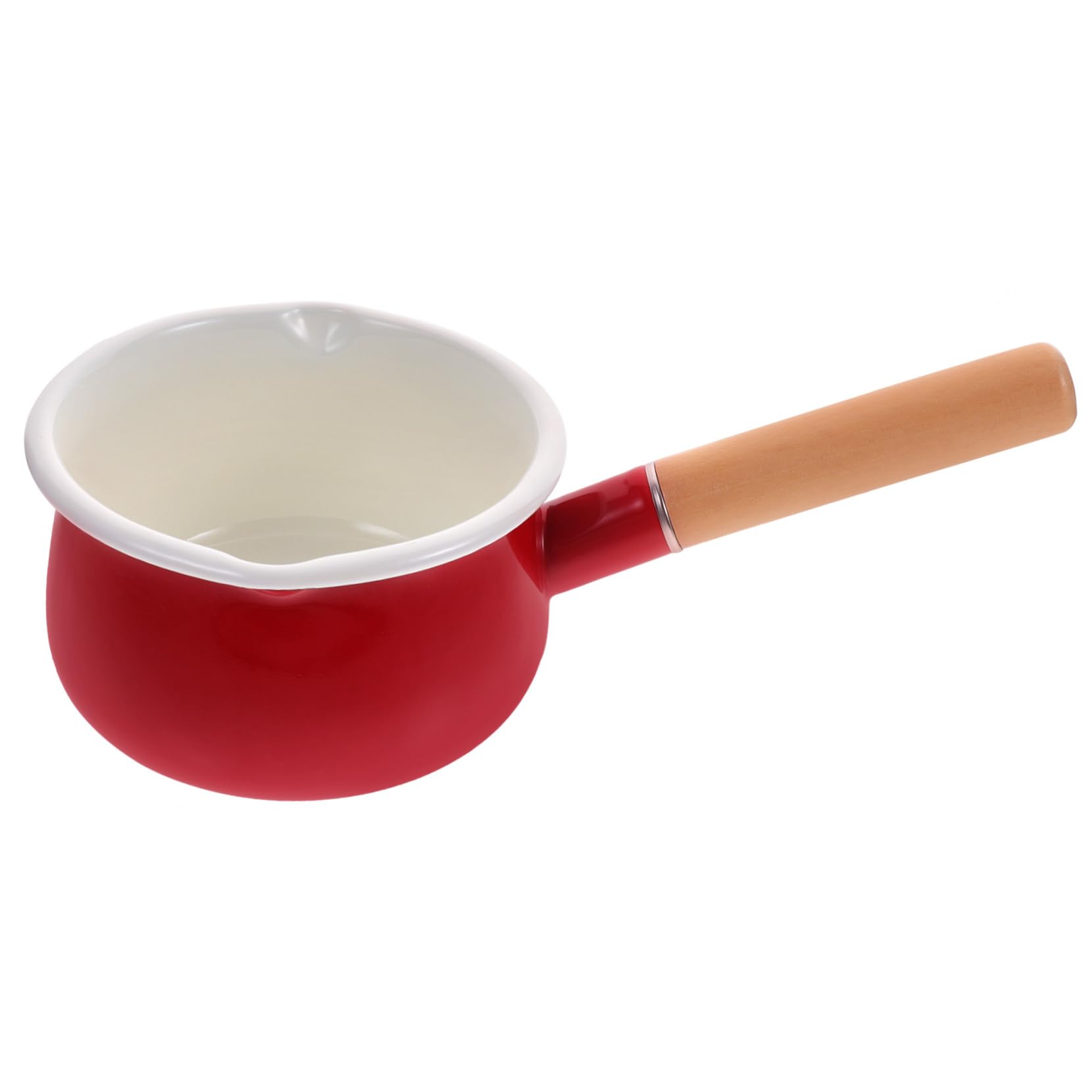 Casserole en émail au design élégant rouge et sa poignée en bois ergonomique