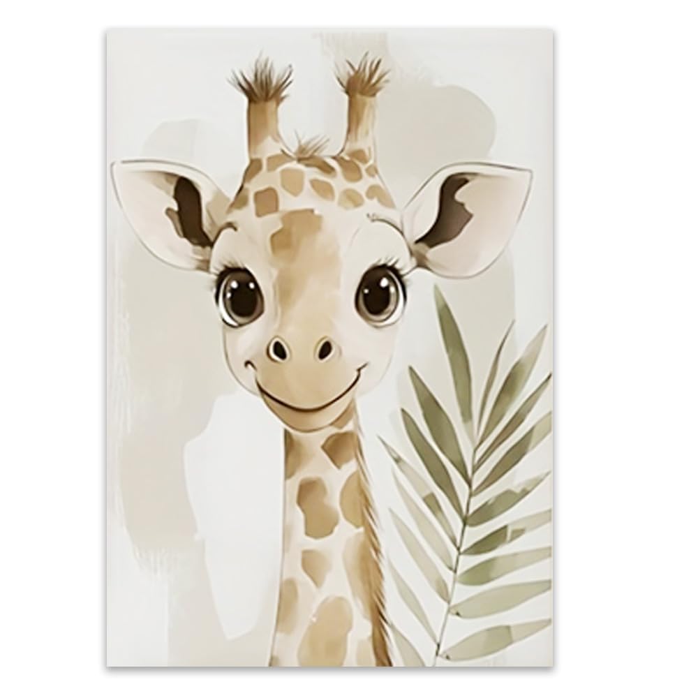 3 Laminas Animales Safari 30X40CM Cuadros Habitacion Infantil Niño Jirafa Elefantes León Poster Animales Bebe Salva Lienzo Decorativo Infantil Laminas Decorativas Pared Bebe Niño sin Marco