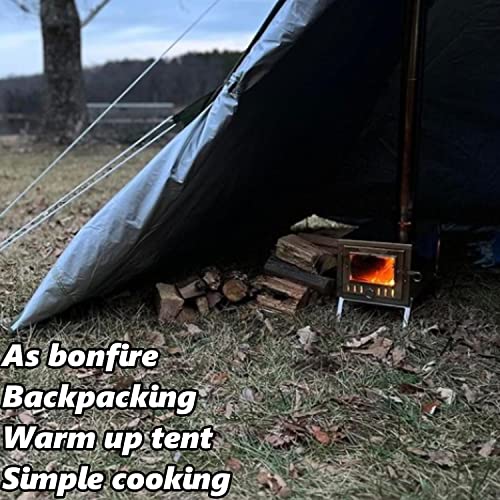 Danchel Outdoor T6 100% Titanium Ultralight Wood Stove With 7.2Ft Chimney Pipe, Collapsible Portable Stove For Backpacking Hot Tent Winter Camping #TOP2