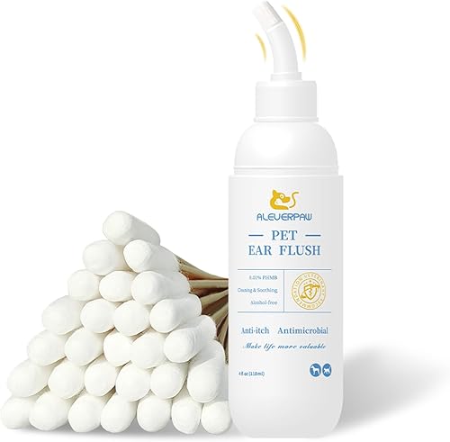 Tris Flush - Limpiador de oídos para gatos y perros, tratamiento de infección de oído de perro con PHMB, elimina la cera, Odo, suave e