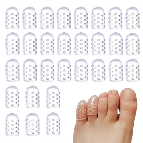 NTRUXZP 24 piezas Protector Dedos Pies, Protector Dedos Pies Silicona Transpirable, Protector Dedo Pie para Dedos Pequeños Punteras para Prevenir y Proteger Callos, Ampollas,Alivio Del Dolor (30)