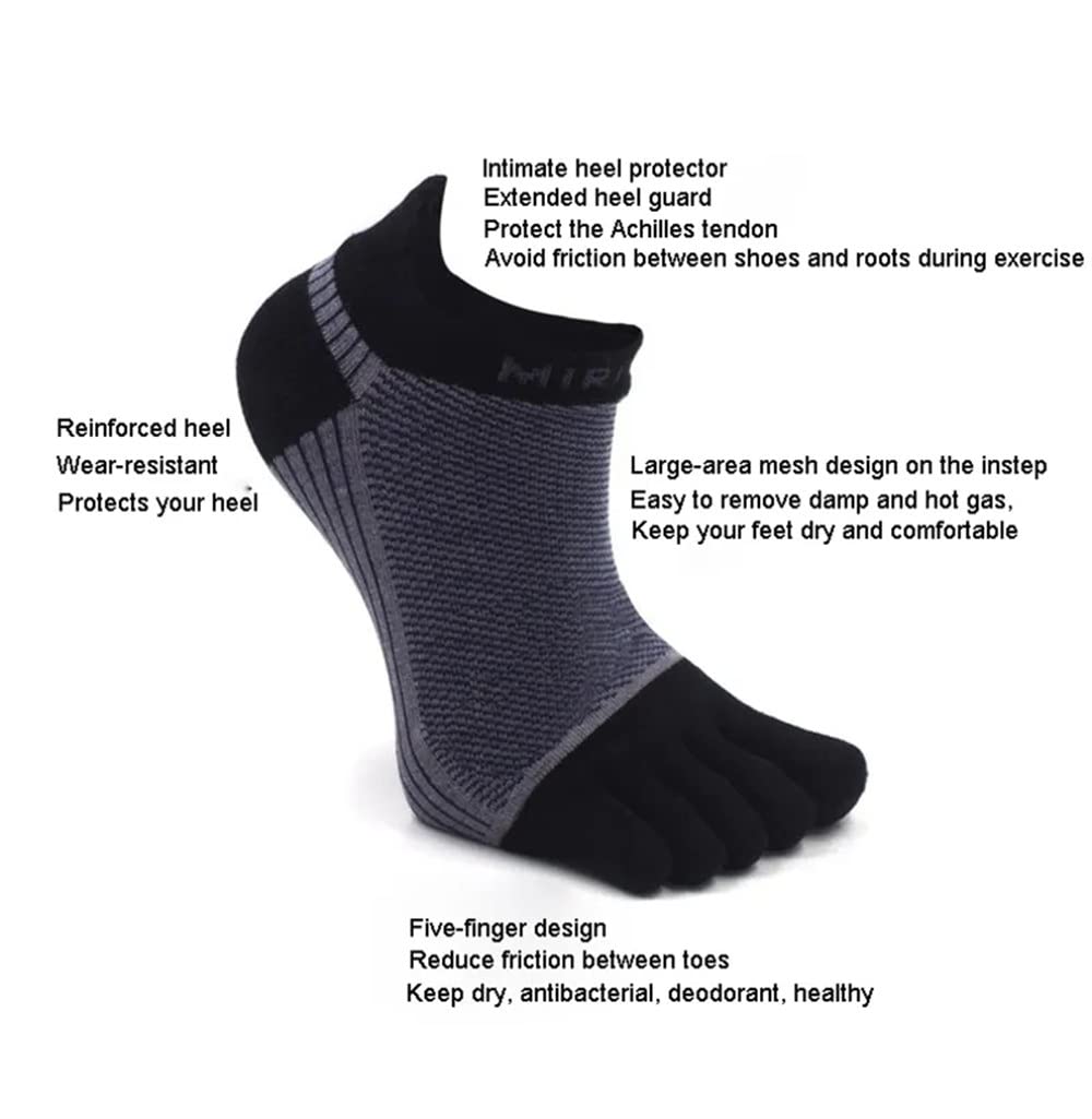 3 Pares de Calcetines de Talla Grande for Hombre, Calcetines Deportivos Transpirables de Malla de algodón Peinado for Correr con Dedos de los pies, EU40-46(G)