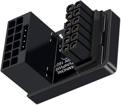 CY Adapter 12VHPWR ATX3.0 PCI-E 5.0 Power Modular Adapter 12+4Pin to 12+4 16Pin Down Angled 360 Degree Opposite U Shape Back Angled for 4080 5090TI 16Pin 12+4P Graphics Card