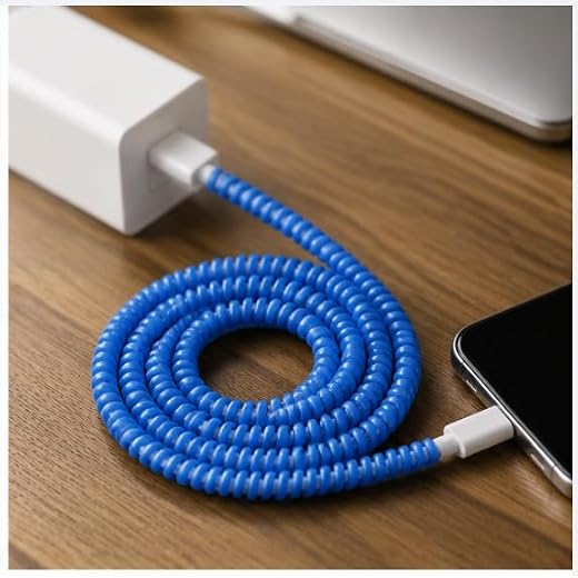 1.4-Meter Pearl-Finish Braided Cable Protector: Universal Data Cable Break-Resistant Decorative Protector and Storage Sleeve (Blue)