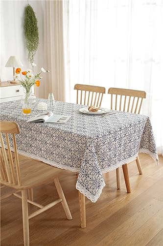 Nappe de decoration bleu et beige au tissage robuste 140x260cm - 4