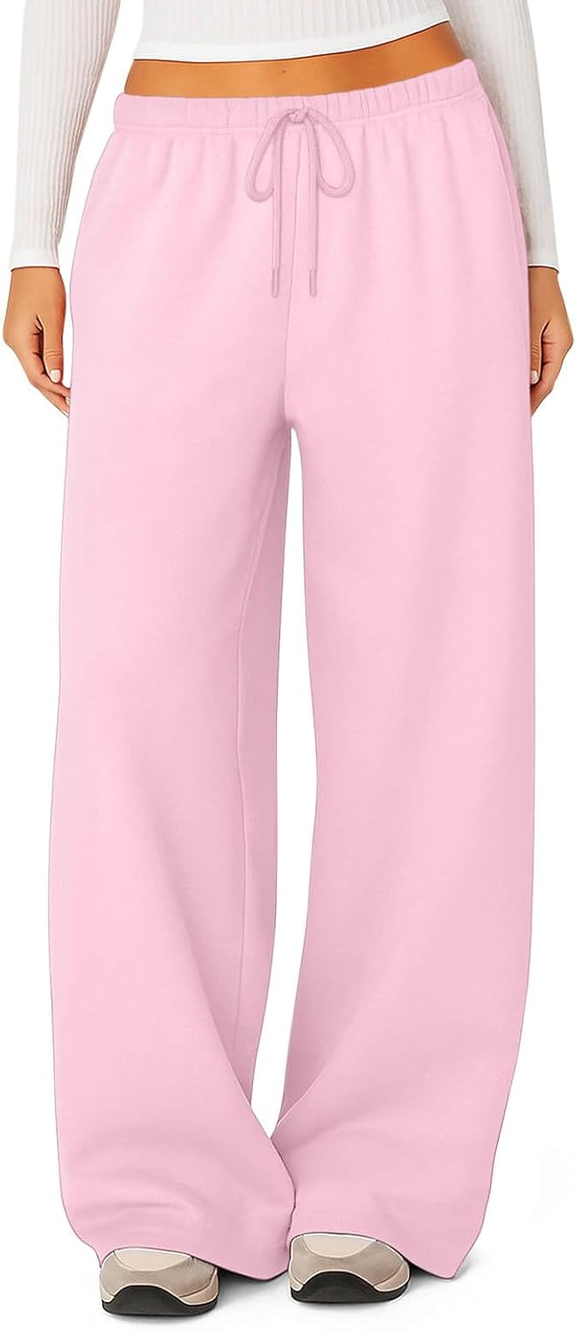 HeSaYep Women's Fleece Lined Sweatpants Winter Warm Wide Leg Sweat Pants Baggy Casual Pants with Pockets