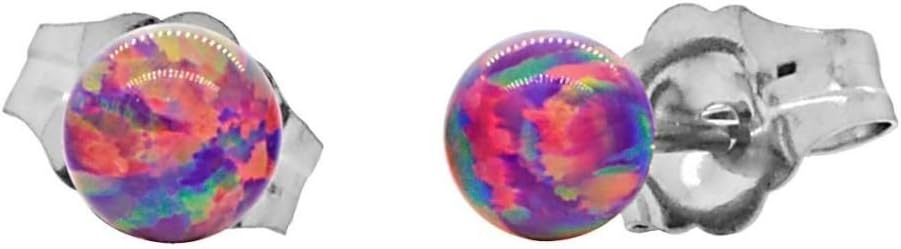 Trustmark 14k White Gold 4mm Created Royal Lavender Opal Ball Stud Post Earrings, Elizabeth