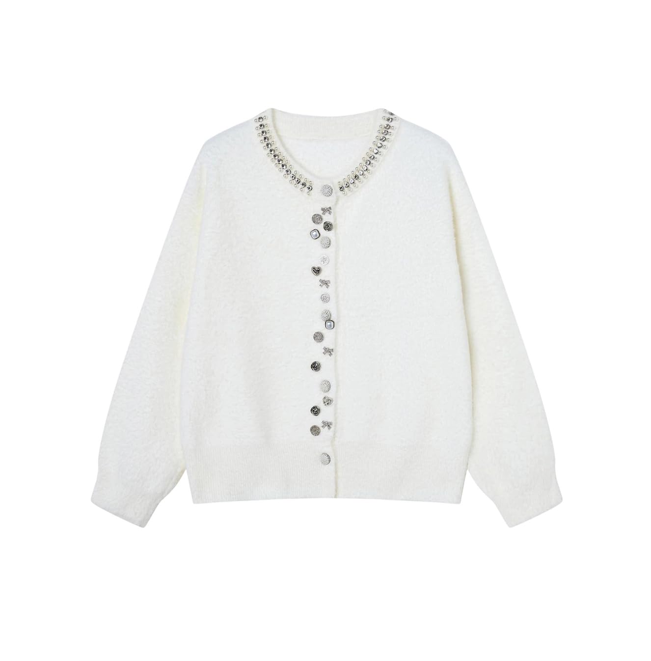 Women Fleece Sweater Jacket Fall Winter V-Neck Loose Knitted Cardigan Top